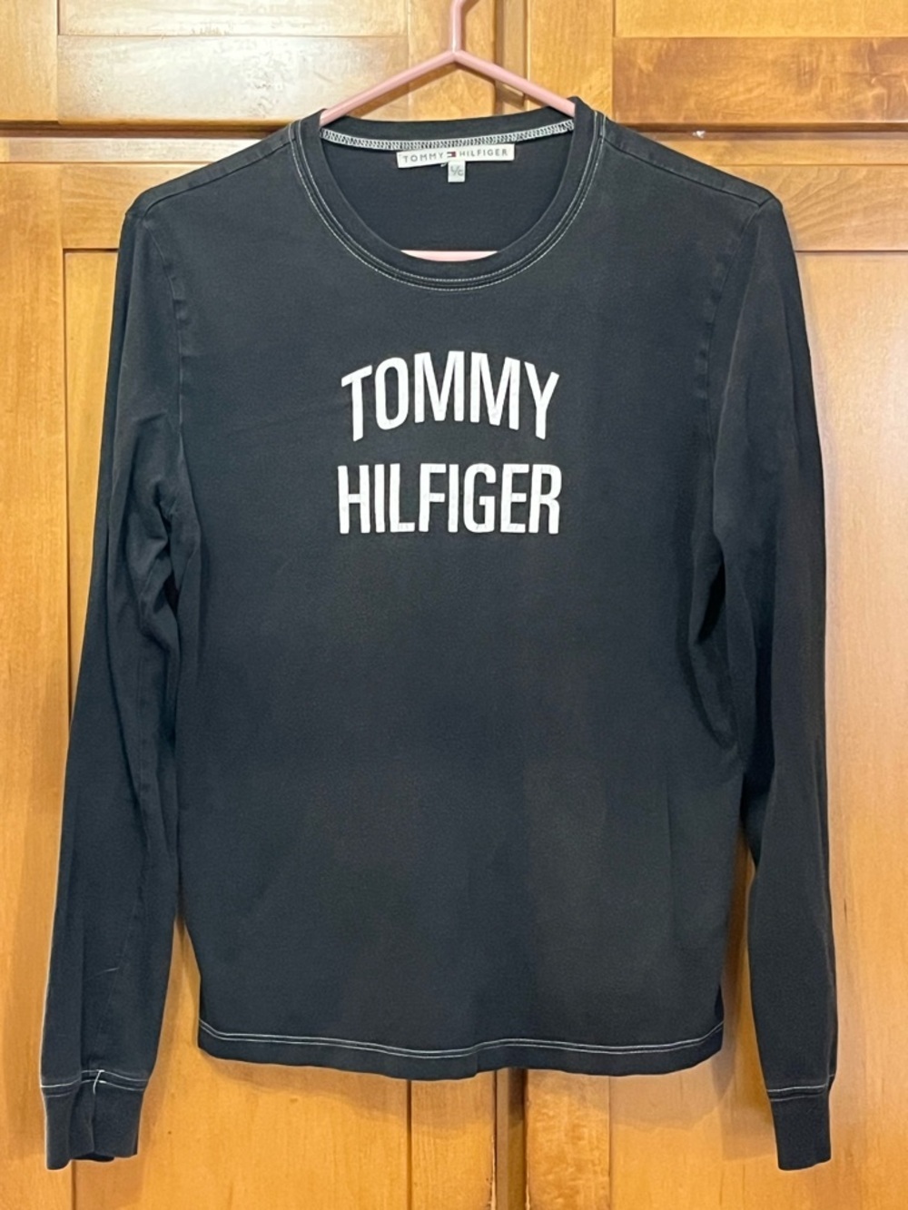 Tommy Hilfiger Black Logo Long Sleeve Shirt Size Large